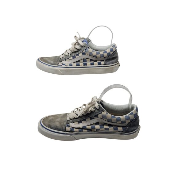 Vans Blue White Suede Checkered Old Skool Sneakers Sz 9.5 Mens 11 Womens Skater - Picture 5 of 13